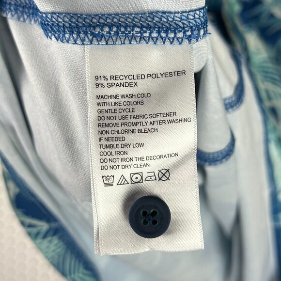 Tommy Bahama Islanzone Large Blue Hawaiian Short Sleeve Button Shirt Performance - Picture 6 of 8